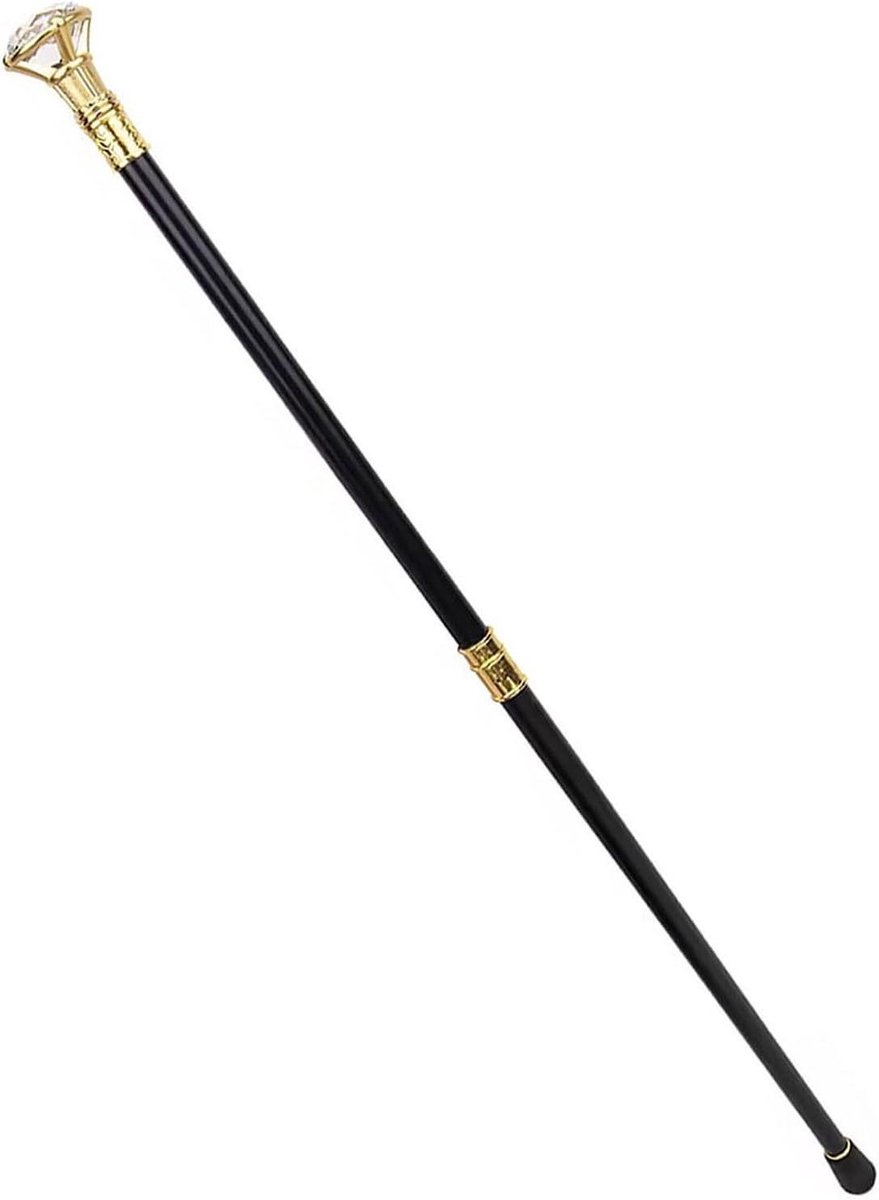 Kristallen Wandelstok - Damesstok Diamant - Carnaval Kostuum - Afneembaar Ontwerp - 91 cm - Goud
