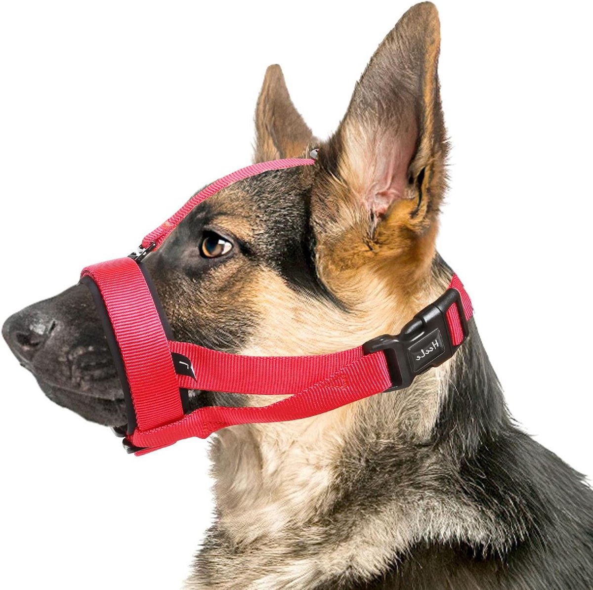 Honden muilkorf - Hondenmasker - Veilig trainen - Verstelbaar en zacht - Maat M - Rood