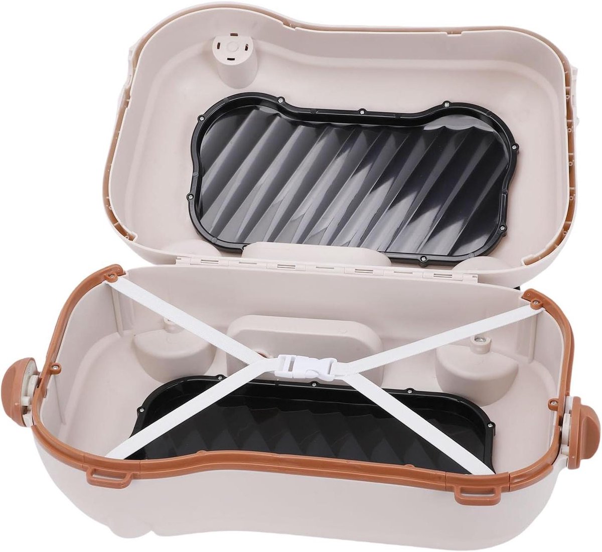 Kinderkoffer Scooter - Rijbare Koffer - Gezinsuitjes - Zitje en Steppen - 47x33x23 cm - Bruin