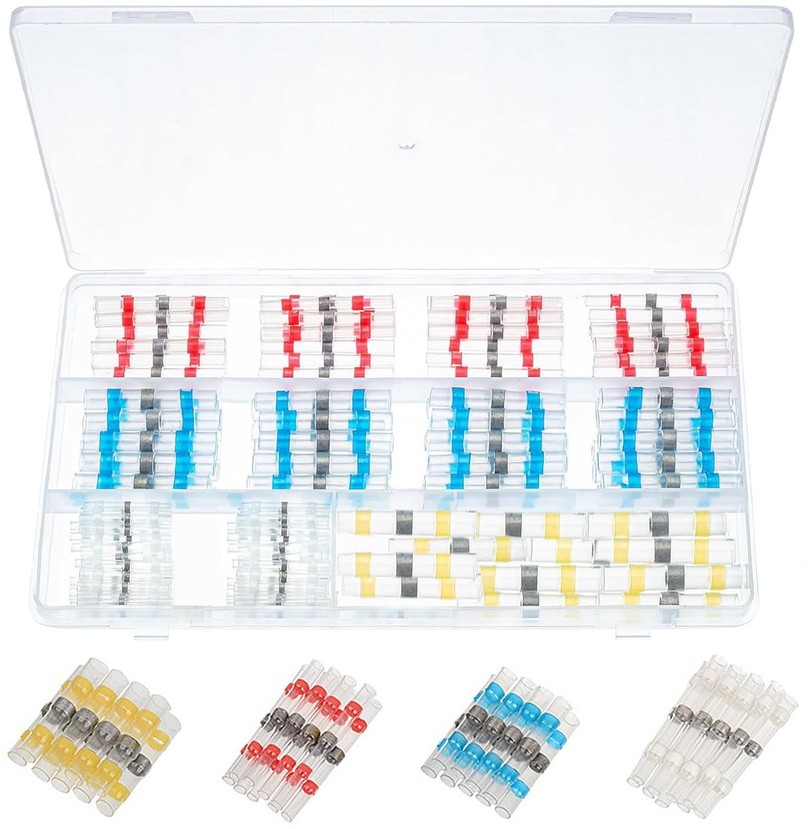 Allecto - Heat Shrink Connectors - Waterdicht - 4 Maten - Solder Connectors - 200 Stuks - Geschikt voor Auto en Boot - Multicolor