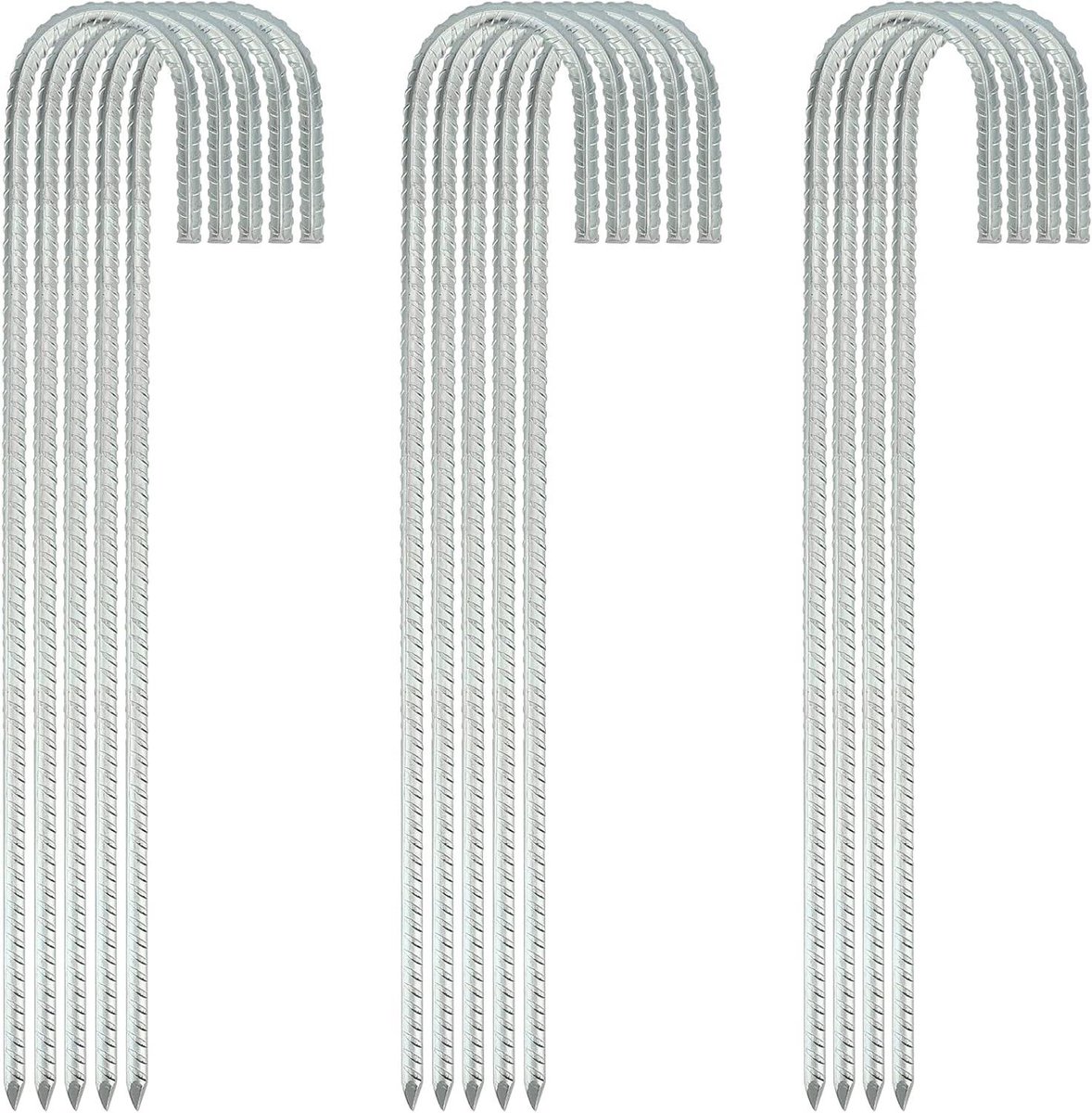 Grondpalen J Haken - Tentharingen Stevige Haken - Tenten Verankeren - Anti-slip J-vorm - 46 cm - Zilver