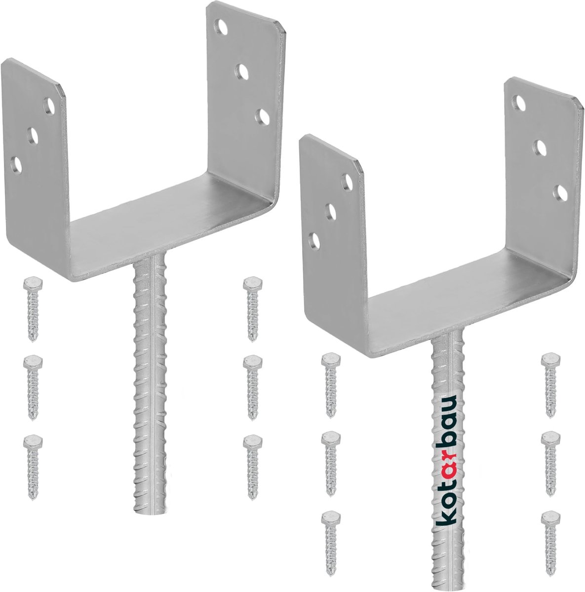 KOTARBAU® 2 st Paalhouder Beton, Verzinkt Staal, 161 mm, Zilver, Paaldrager in Beton Storten, Betonanker voor Houten Palen, Paalhouder Schutting Beton