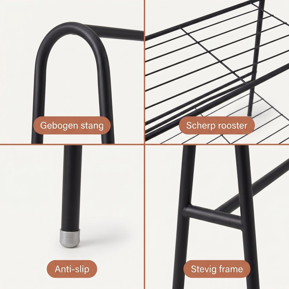 Cheqo® Kledingrek met Schoenenrek - Garderoberek - Kledingstang - Open Kledingkast - Kledinghanger - Kledingstandaard - Zwart - Industrieel - Ophangrek - Klerenrek - Kapstok - Garderobe Opbergrek - voor Slaapkamer en Hal en Entree – foto 2