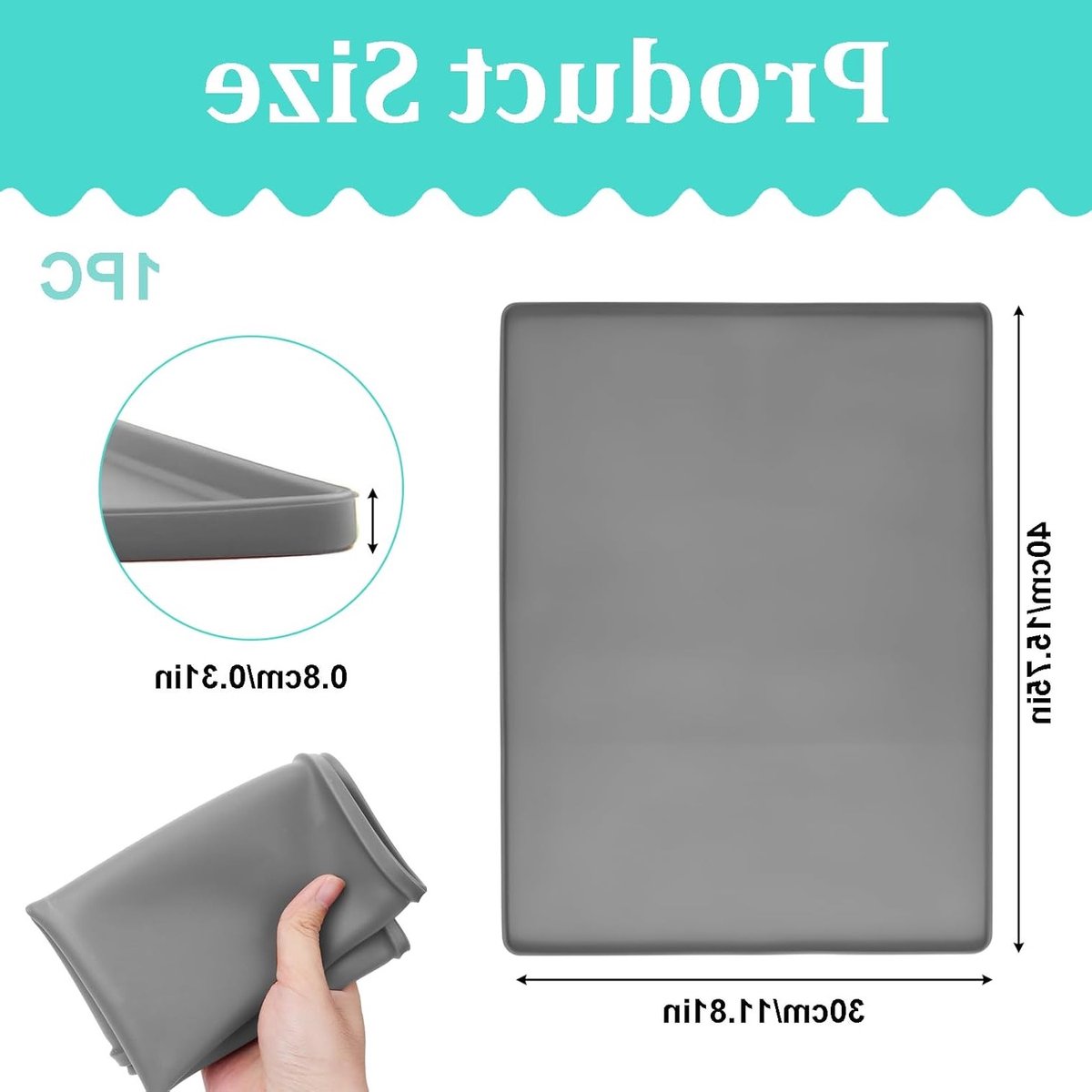 Duurzame silicone bakmat met rand 30x40 cm, ideaal voor bakken en morsbescherming