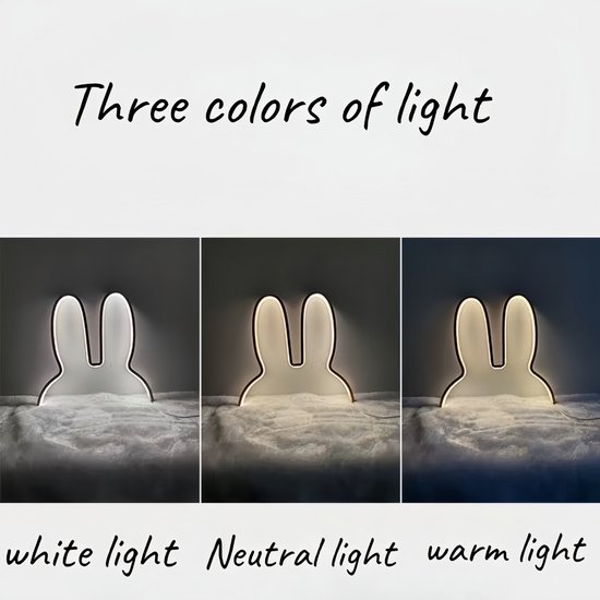 Konijn Nachtlamp LED - Wandlamp - Zonder Boren - Dimbaar - Warm Wit - Baby Kinder Kamer van Gogomini — afbeelding 4