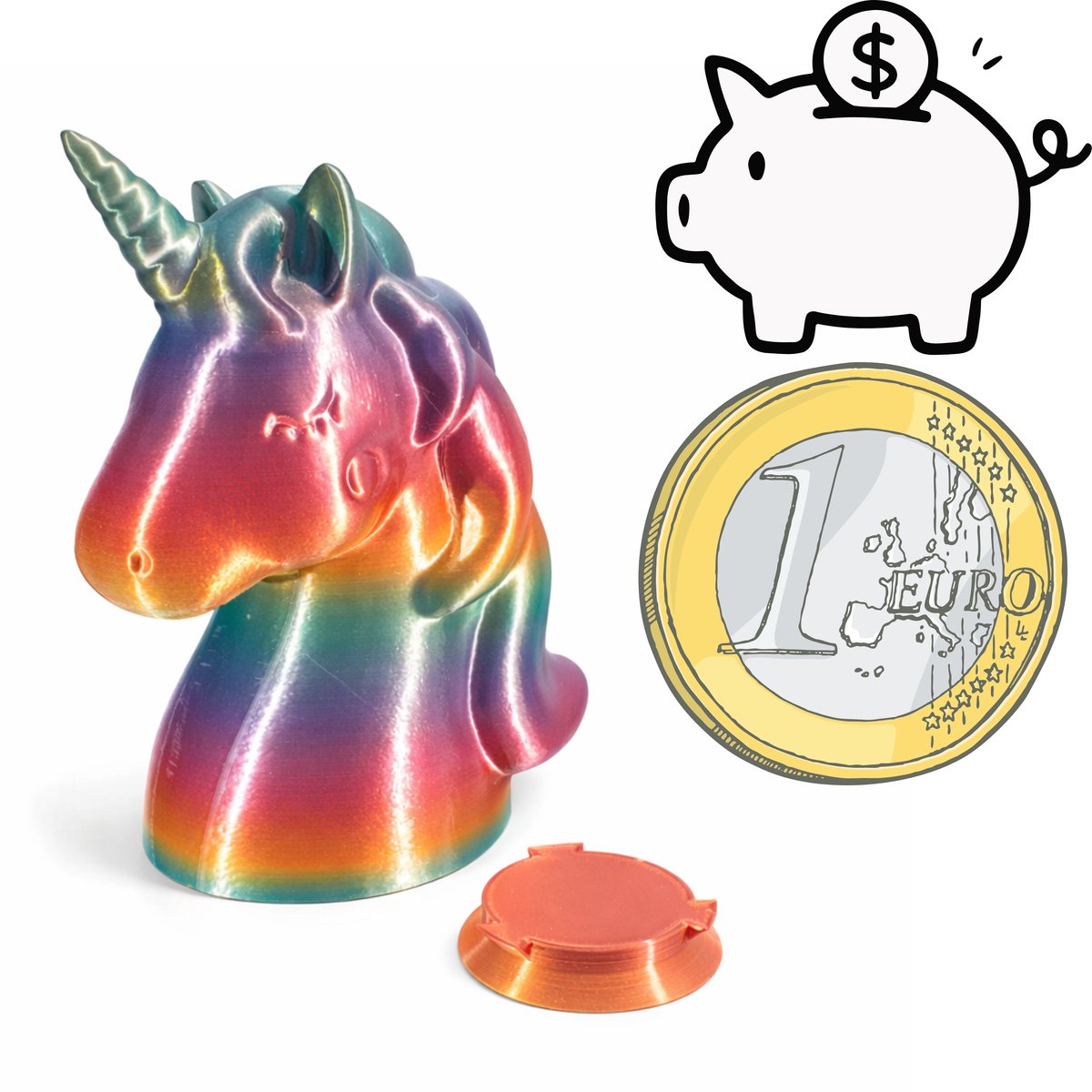 Unicorn Spaarpot Groot Eenhoorn - Unicorn Piggy Bank Kinderen Cadeau - Decoratieve Spaarpot Meisjes Jongens - Magische Kinderkamer Accessoire - Duurzame Kwaliteit - 10 X 13 X 18 Cm - Silk Rainbow