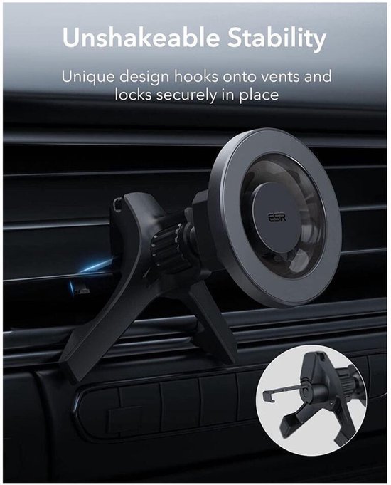 ESR - Halolock - magnetische MagSafe autohouder voor grille? ventilatie grijs - (21396-0) van Esr — afbeelding 5