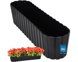 KOTARBAU® Balkonbak, Bloembak voor Balkon, Kunststof, 60 x 14 x 13 cm, Antraciet, Plantenbak Balkon, Groot, Rustiek, Weerbestendig Plantenbak, voor Binnen en Buiten