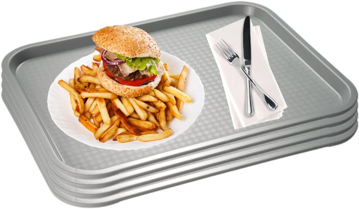 APS Fast Food Serveertablet - Breukbestendig - Vaatwasserbestendig - Grijs - 53x32.5cm - Set van 4