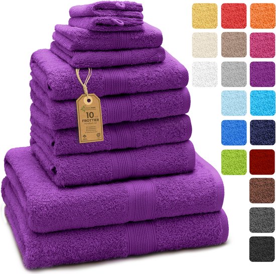Ensemble de serviettes de bain, 4 serviettes à main, 2 serviettes de bain, 2 serviettes d'invité, 2 gants de toilette, violet