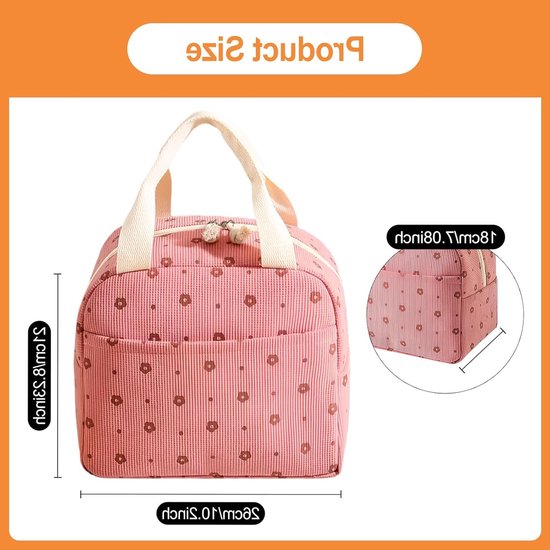 Thermal Lunch Bag - Kleine Geïsoleerde Lunchtas - Cooler Bag voor Vrouwen - Draagbare Lunchtas - Thermische Tas voor Voedsel - Kleine Koeltas voor Maaltijden - School - Kantoor - Picknick van Merkloos — afbeelding 3
