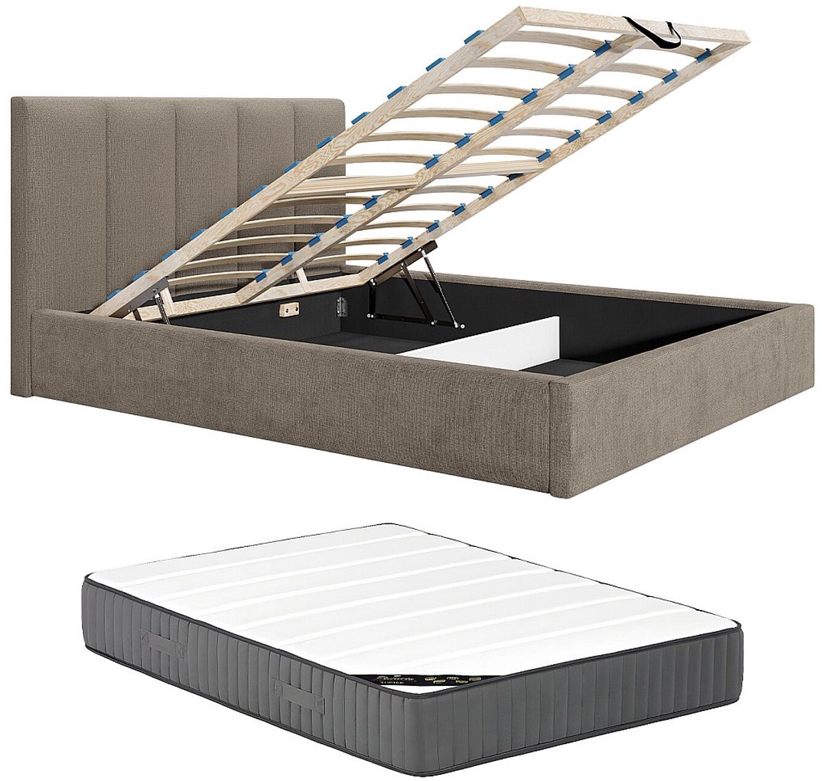 Vente-unique Bed met opbergruimte stof taupe 200 x 200 cm