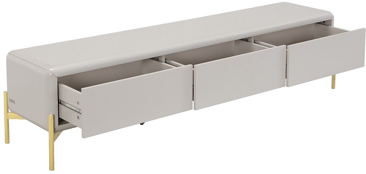 Vente-unique Tv-meubel met 3 lades van MDF - Beige en goud - LYBAKA