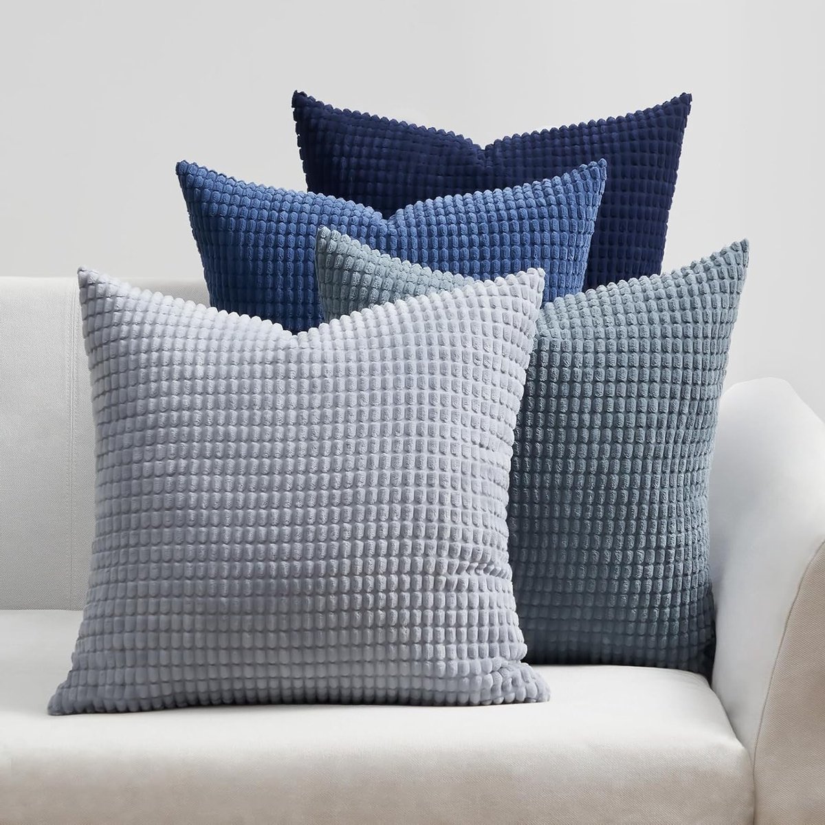 Scandinavische woonkamer kussens, 2 vierkante kussens, dubbelzijdig lint, Cheryl flat patroon voor bankdecoratie