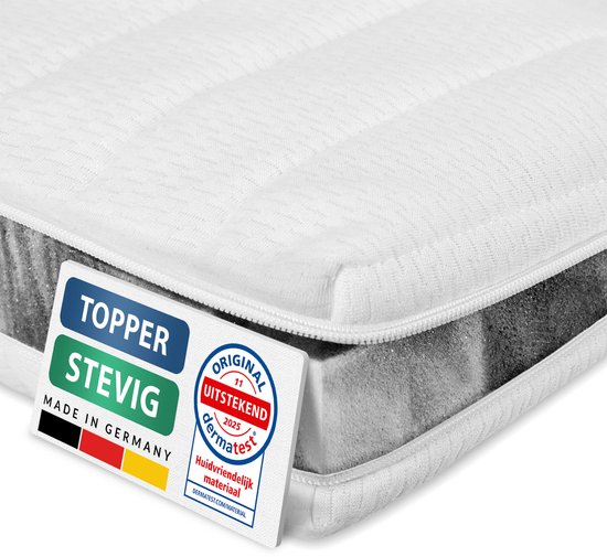 BedStory 6 cm matrasbeschermer, 150 x 190 cm, visco-elastische matrasbeschermer met koelgel, topper van traagschuim, topper afneembaar en wasbaar