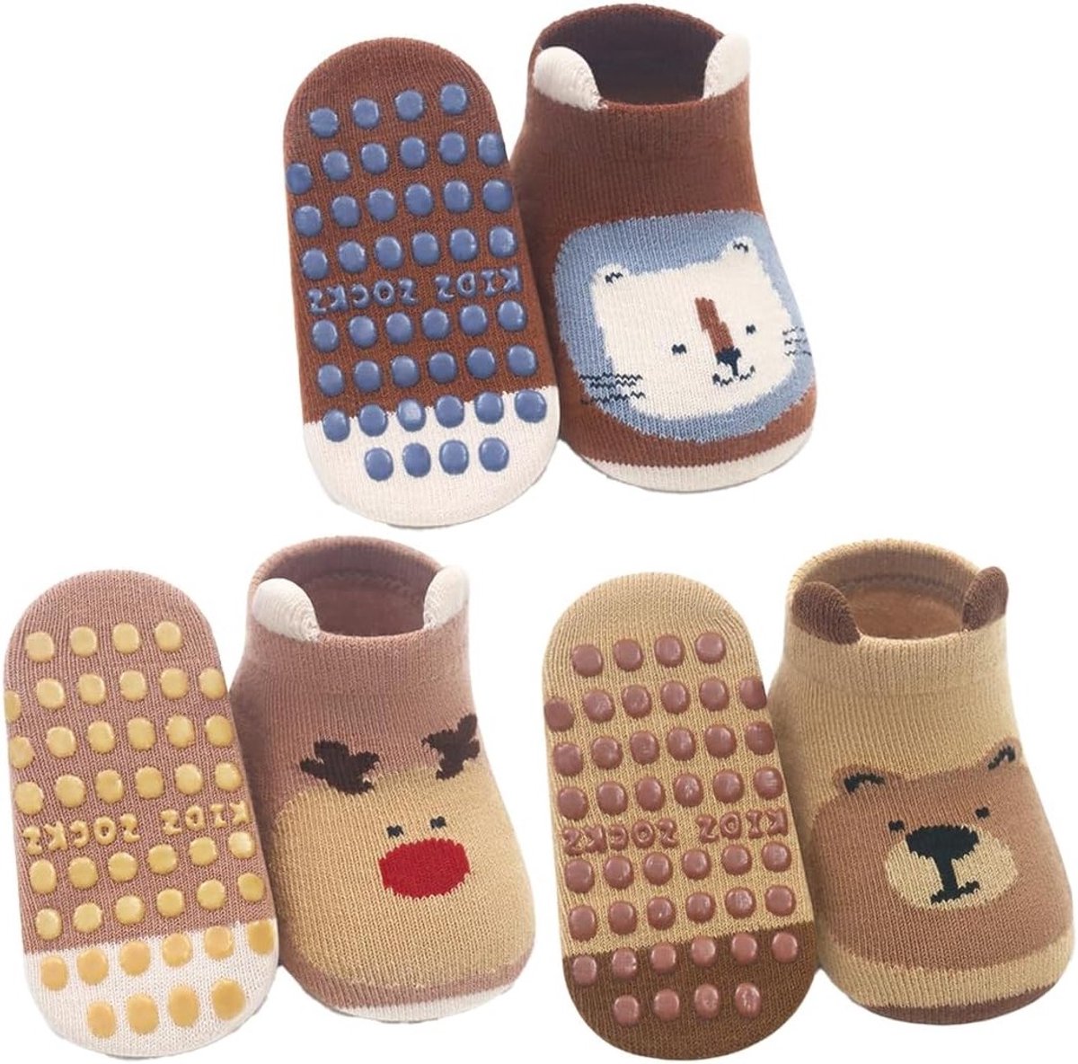 Dierlijke Print Antislip Katoenen Sokken voor Pasgeborenen, Geschikt voor 0-12 Maanden, Comfortabel en Ademend