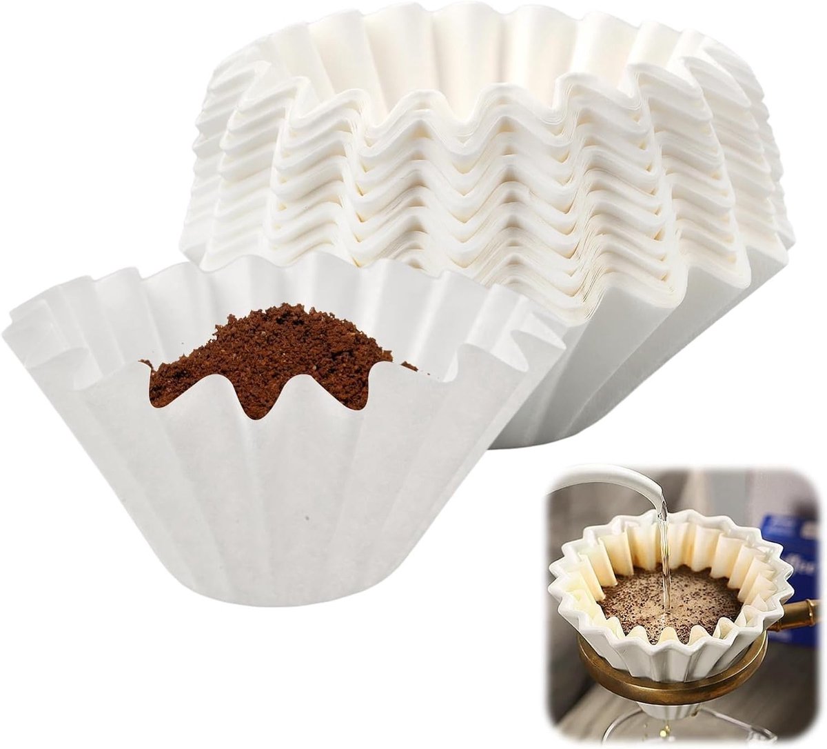 200 Stuks Koffiefilters voor 2-4 Kopjes, Wegwerp Filterpapier voor Koffiezetapparaat en Drip Coffee Maker, Ideaal voor Thuisgebruik
