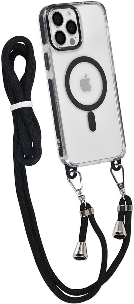 TUNIQ telefoonhoesje voor Apple iPhone 13 Pro Max - MagSafe backcover met koord - Zwart