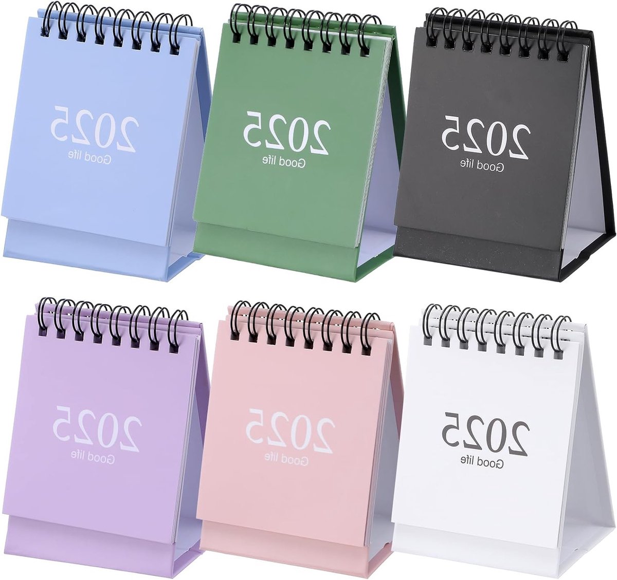 Mini Tafelkalendar 2024-2025, 6 Stuks, Compact Formaat, Maandelijkse Planner met Stickers voor Thuis, Kantoor en School (10 x 7,5 cm)
