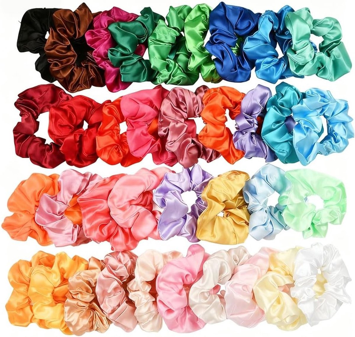 Duurzame Satijnen Haar Scrunchies voor Vrouwen en Meisjes, 36 Stuks, Zachte Elastische Haarbanden voor Ponytail en Styling