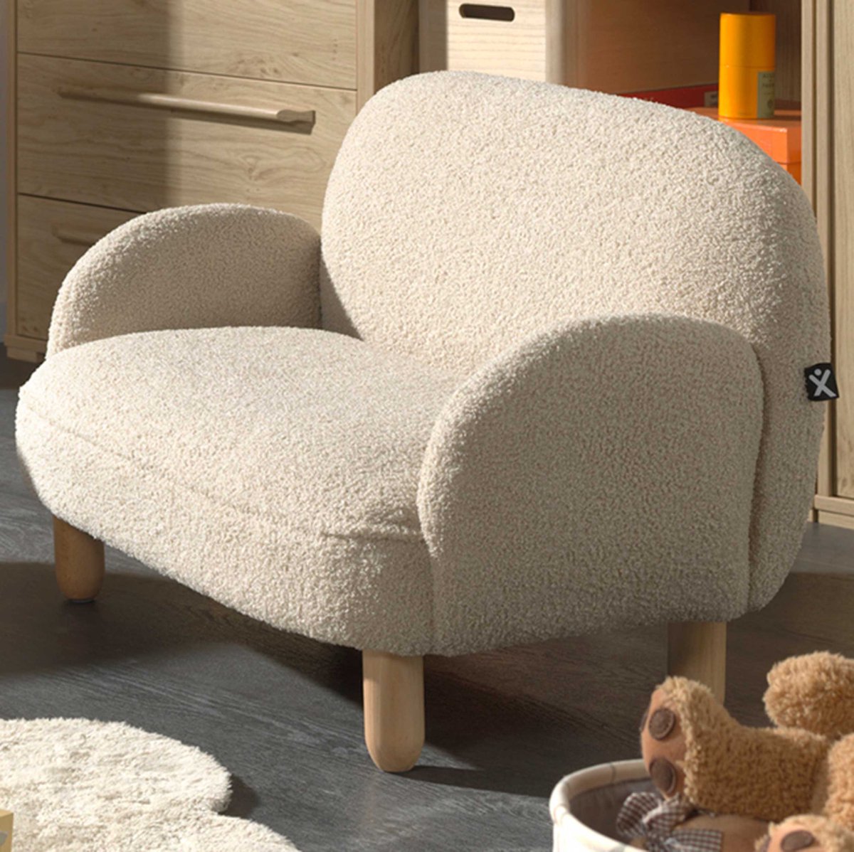 Kindersofa Rocky - 89x54x45cm - Beige Boucléstof