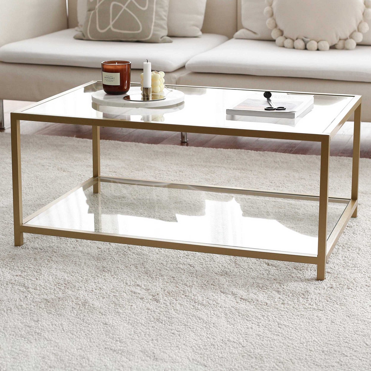 Skye Decor , Salontafel, Astro, Gehard glas, Goud, 90 x 60 x 40 cm