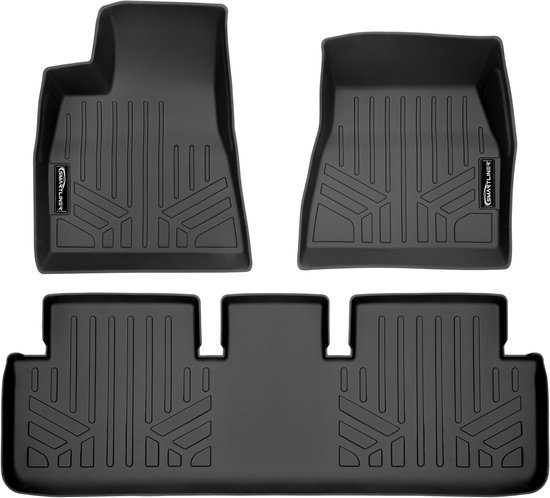 Smartliner A0456/B0456 Vloermatten Tesla Model 3 2019-2023 en 2023+ Voorrij en Achterrij Set Zwart Precisiepasvorm Alle Seizoenen Bescherming Duurzaam Polyethyleen Antislip Oppervlak