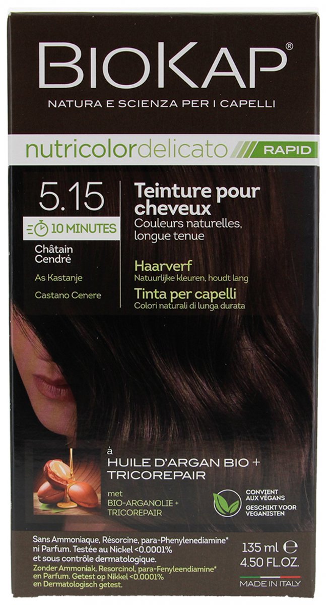 Biokap Nutricolor Delicato Rapid Haarverf (Kleuren : 5.15 Asgrauwe kastanje)
