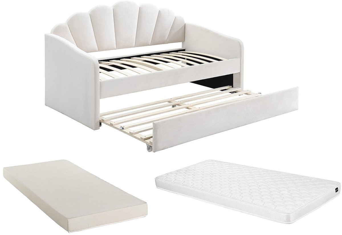 Vente-unique Bedbankje fluweel wit 90 x 190 cm