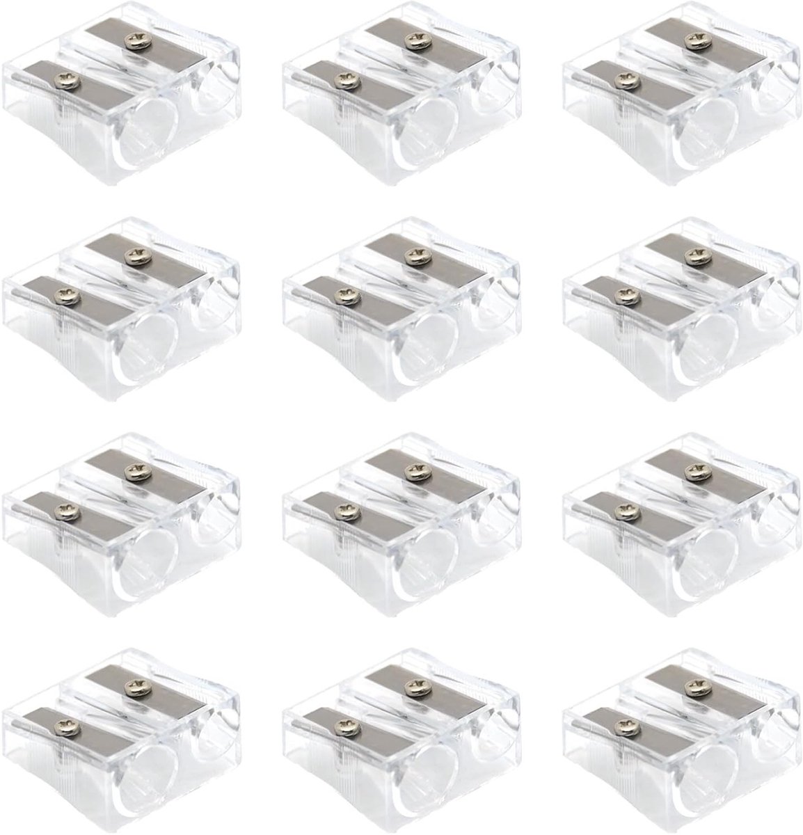 Handmatige Puntenslijpers Set van 12 Stuks met Dubbele Gaten voor Potlood, Oogpotlood en Eyeliner - Ideaal voor Thuis, School en Kantoor Gebruik