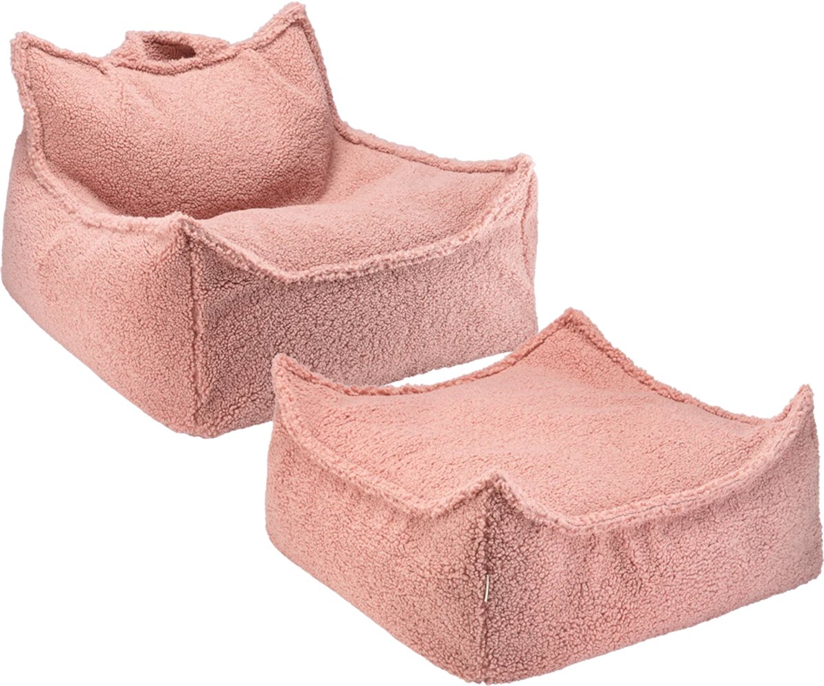 Wigiwama Beanbag Chair/Zitzak met Ottoman - Guava