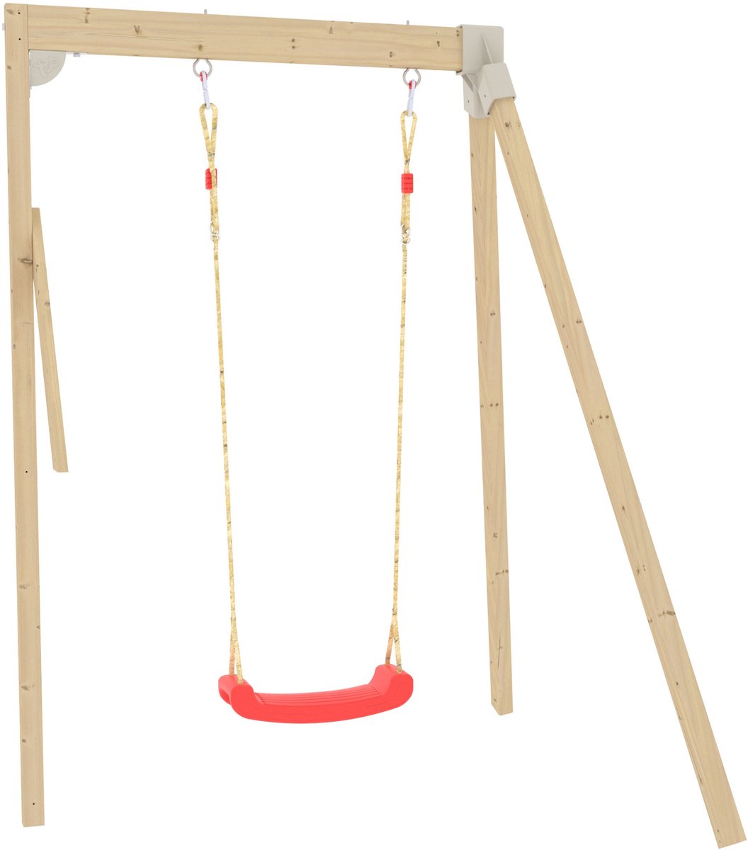 Houten schommelarm FSC® 1 rode schommel voor modulaire speelhuisje