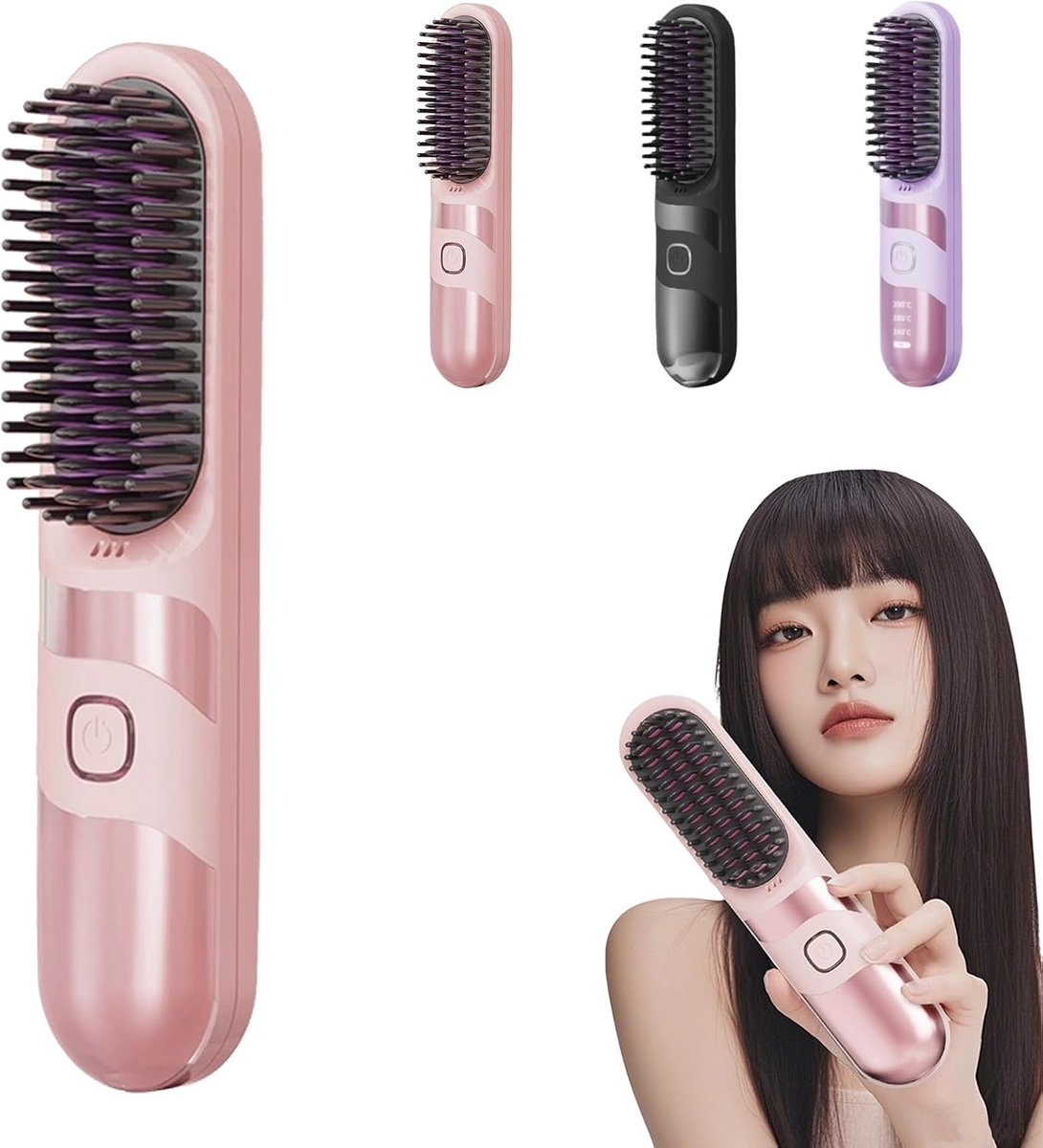 carmdering - Stijltang - Kort Haar Stijltang - Oplaadbare Stijltang - 3 temperaturen (160-200°C), roze, 30 sec opwarmen - Brandveilig, draagbaar, lichtgewicht - Perfect voor thuis, reis en cadeau