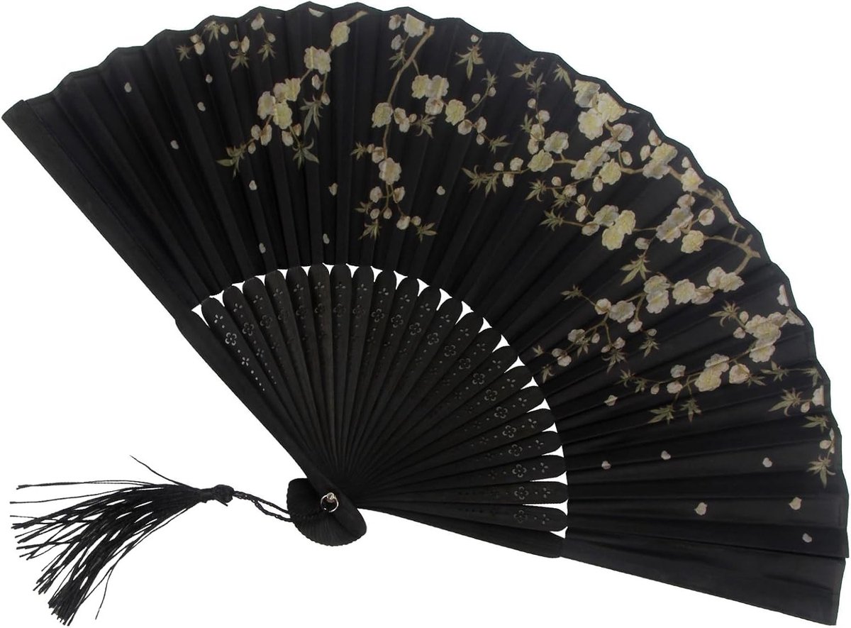 Elegante Handwaaier met Begonia Bloem, Chinese Stoffen Ventilator met Bamboe Handvat in Cadeauverpakking, Perfect voor Bruiloften en Feesten