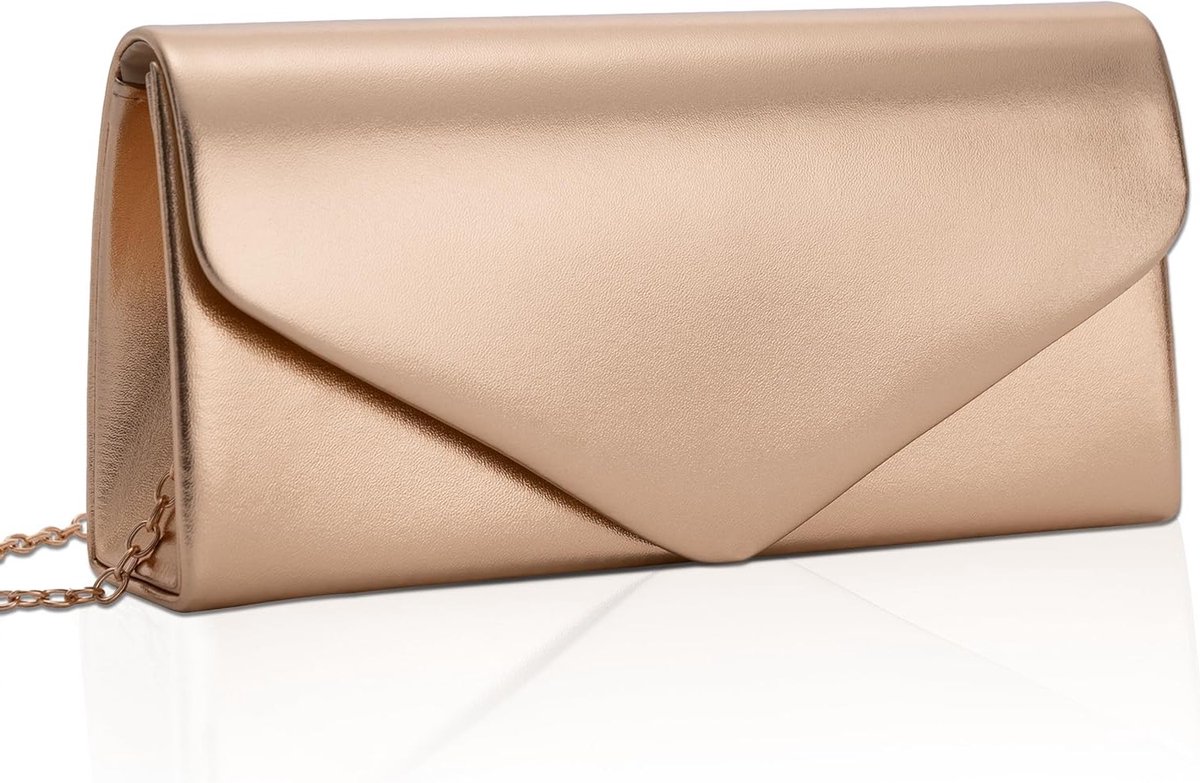 Elegante vegan leren envelop clutch portemonnee voor vrouwen, perfect voor bruiloften, cocktailparty's en formele gelegenheden met kettingriem