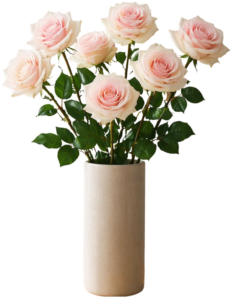 Mica Decorations Kunstbloemen Roos Amore - 6x - 66 cm - lichtroze - zijdebloemen - boeket - rozen
