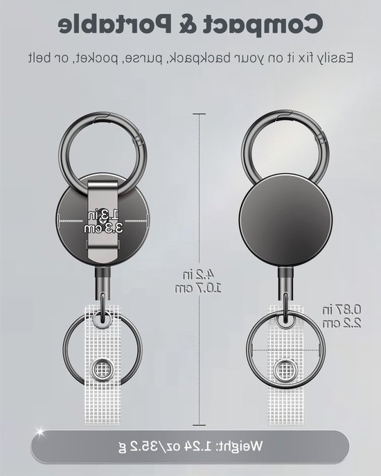 Set van 2 Stevige Retractable Badge Reel voor Badgehouders, Metalen Sleutelhanger met Riemclip, Duurzaam en Handig voor Werk en Evenementen van Merkloos — afbeelding 2