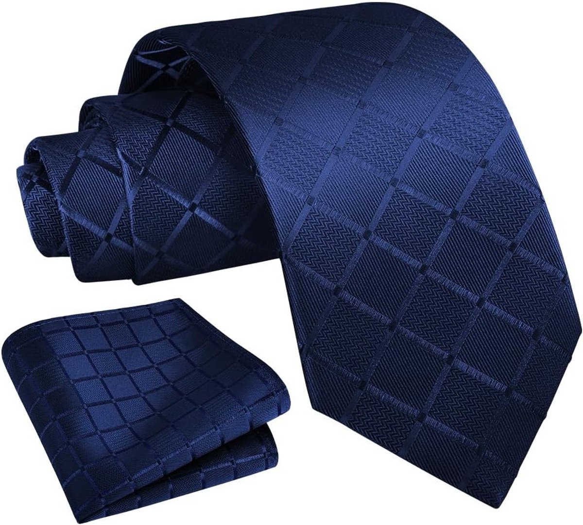 Elegante 8 cm Krawatte met Klassiek Ruitpatroon en Zakdoek Set voor Heren, Ideaal voor Bruiloften, Zaken en Formele Gelegenheden