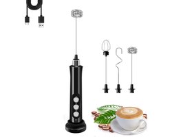 Melkopschuimer – Keukengerei – Koffiemelkopschuimer – 12,8 × 4,2 × 25 cm – Zwart