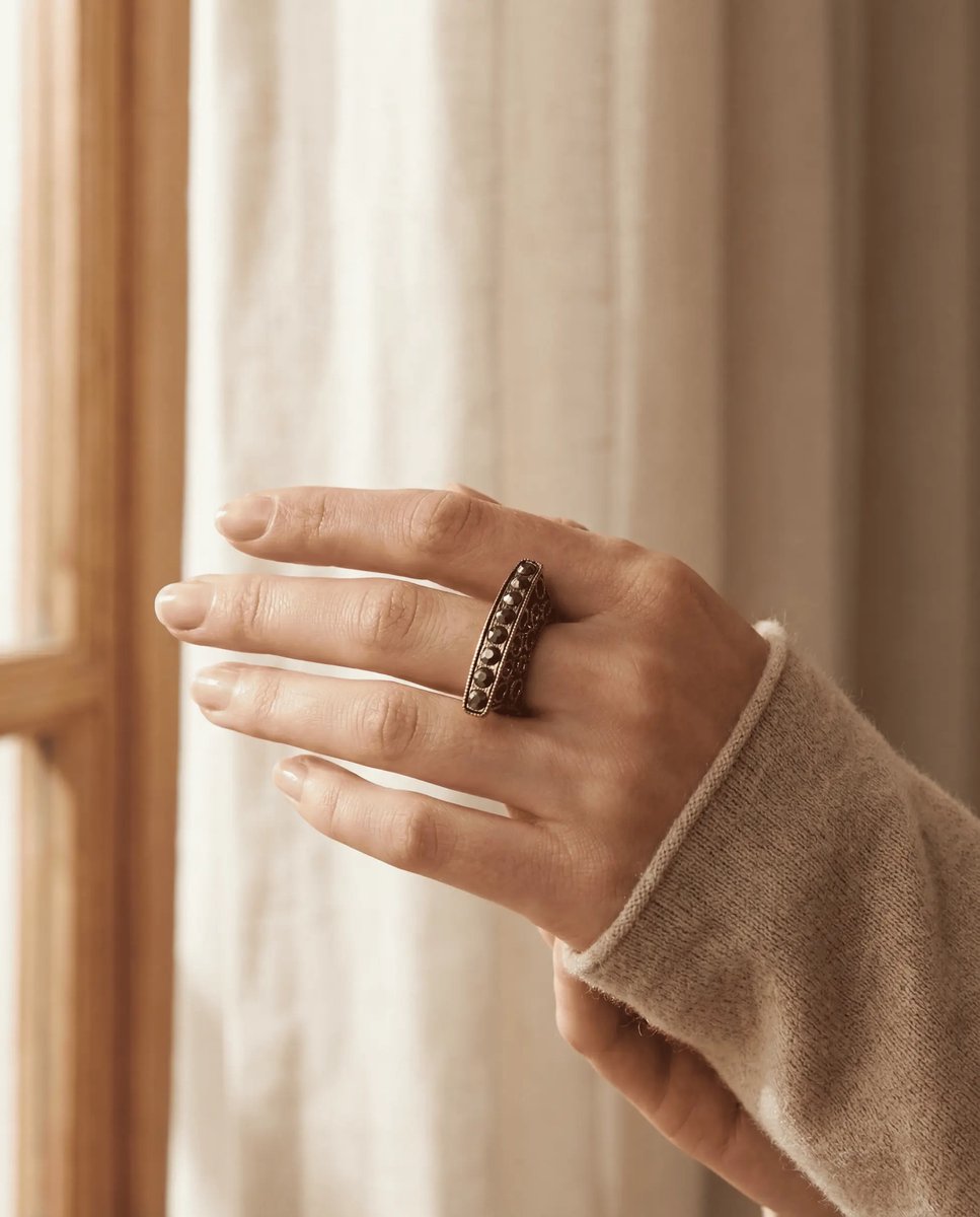 Dorvina Bronzen Sieraad Authentiek Markazit Rij Steen Su Kemeri Model Verstelbaar Vintage Dames Ring