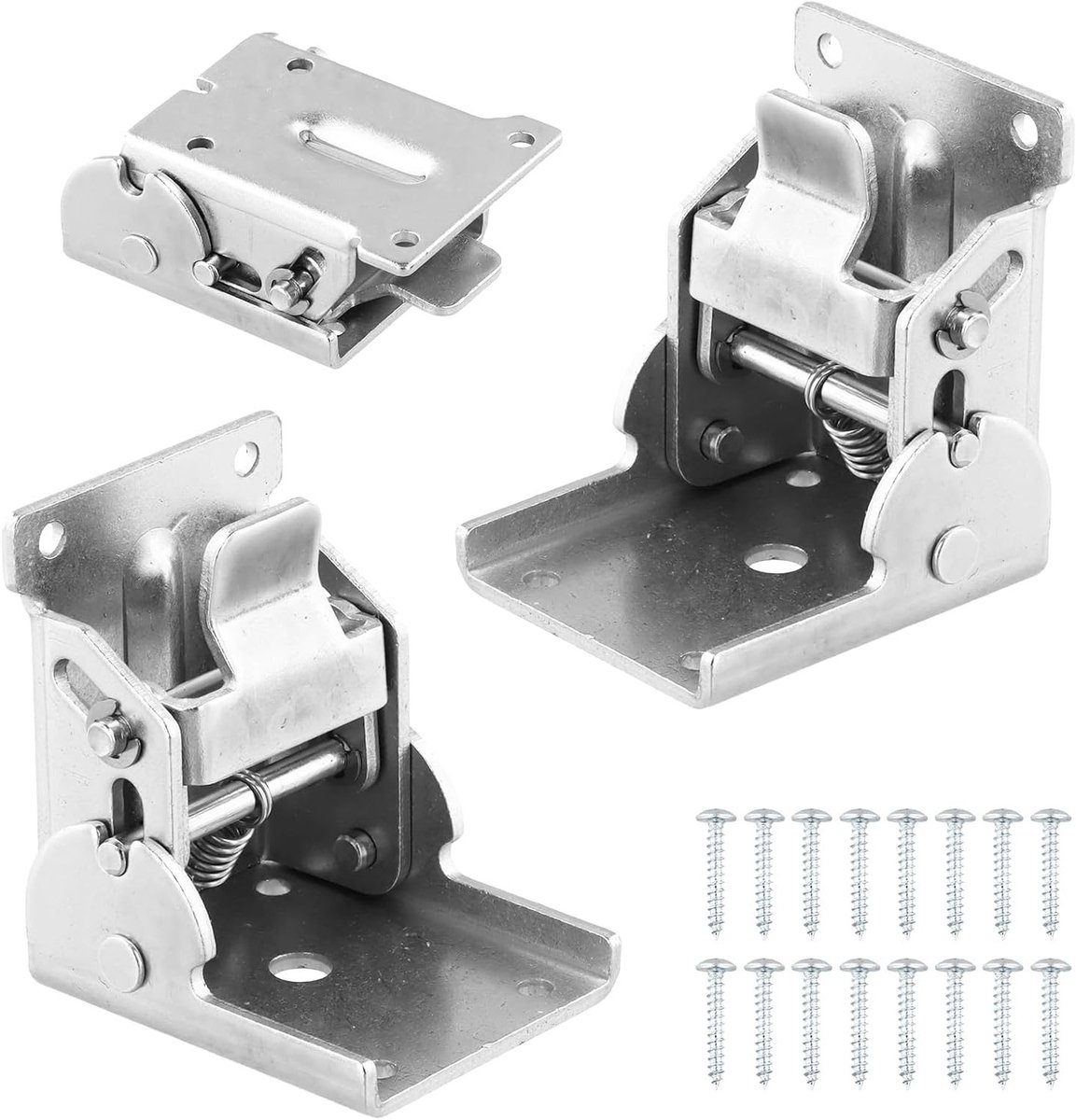 Set van 2 vouwscharnieren van koudgewalst staal met nikkelafwerking voor vouwtafels, 30 mm gevouwen dikte, 2.5 mm plaatdikte, ideaal voor meubels en klusprojecten