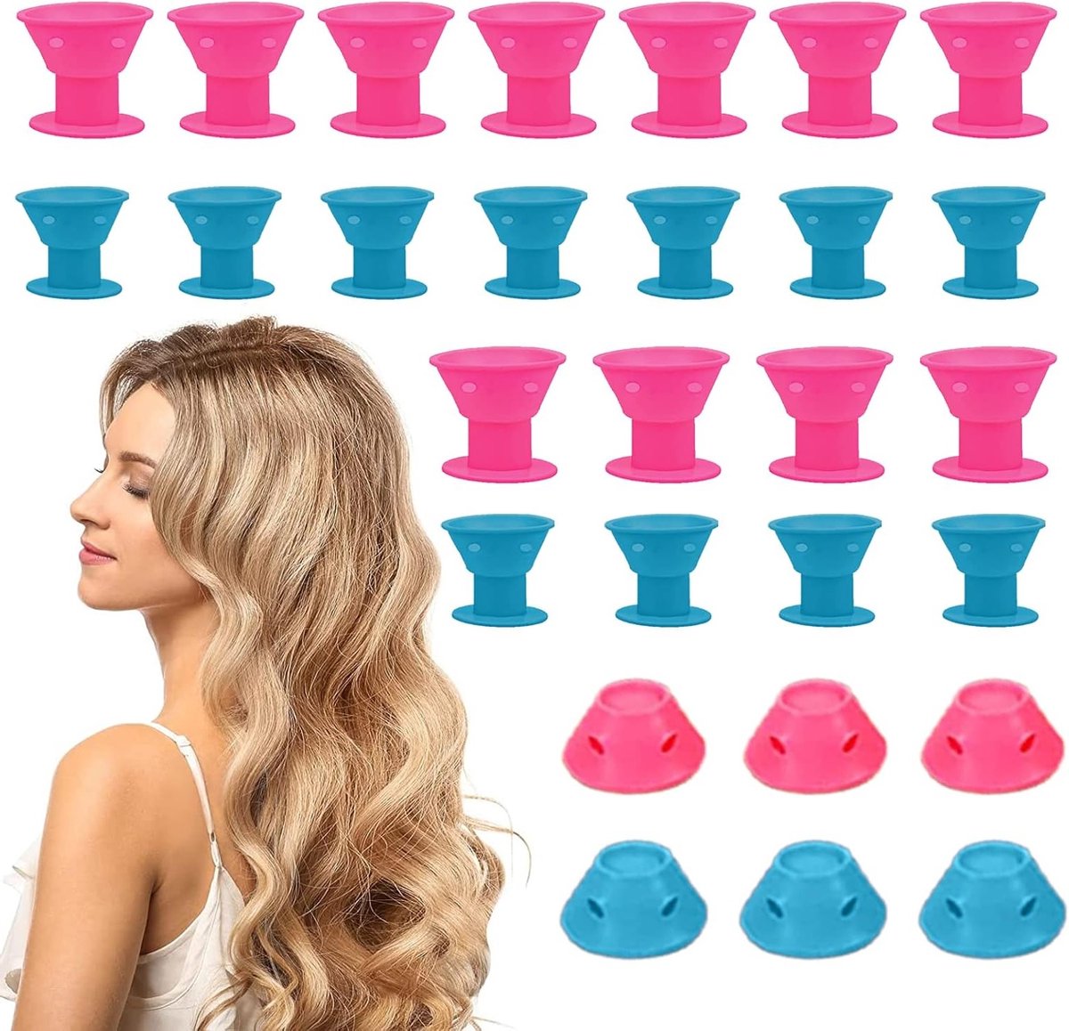 40 Stuks Silicone Haarrollers voor Krullen, Zachte Krulspelden, Haarstyling Gereedschap zonder Hitte, Ideaal voor Volume en Textuur