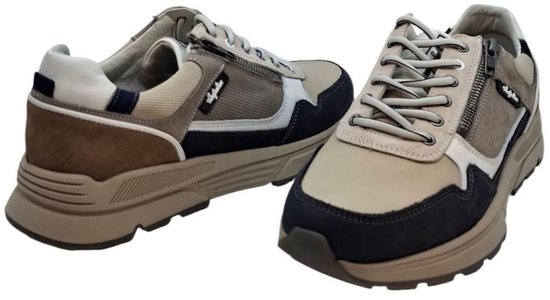 Australian Connery Beige/Blauwe Rits-Veterschoenen