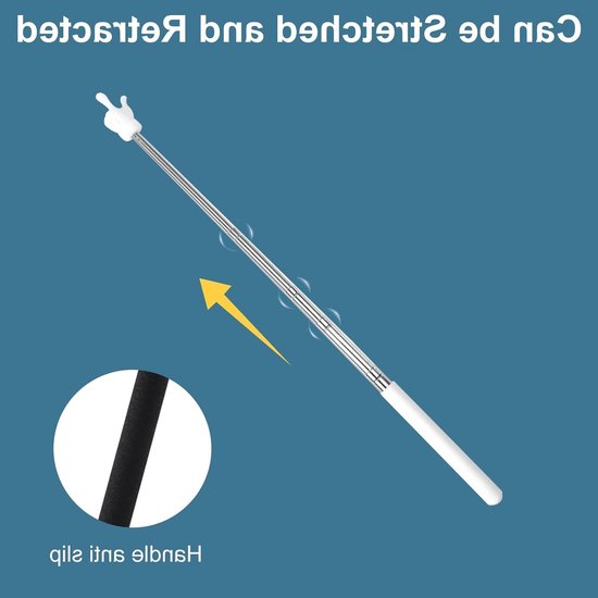 Telescopische Aanwijsstang - Zwart en Wit, Onderwijs- en Demonstratiemiddel, Handige Gids voor Thuisgebruik, Verstelbare Stok, Vingerwijzer, Presentatiehulpmiddel van Merkloos	 — afbeelding 2