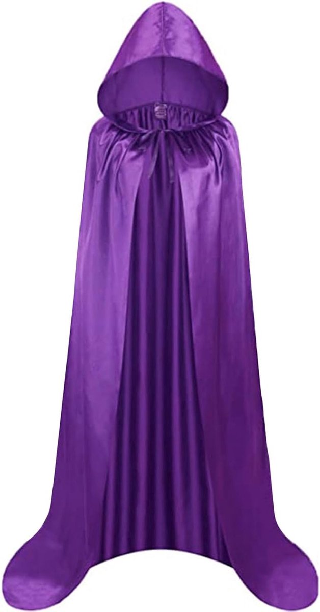 Halloween Cape met Kap van Satijn voor Vampiers en Heksen, Cosplay Kostuum voor Volwassenen en Kinderen, Perfect voor Feestdagen en Carnavals (Paars)
