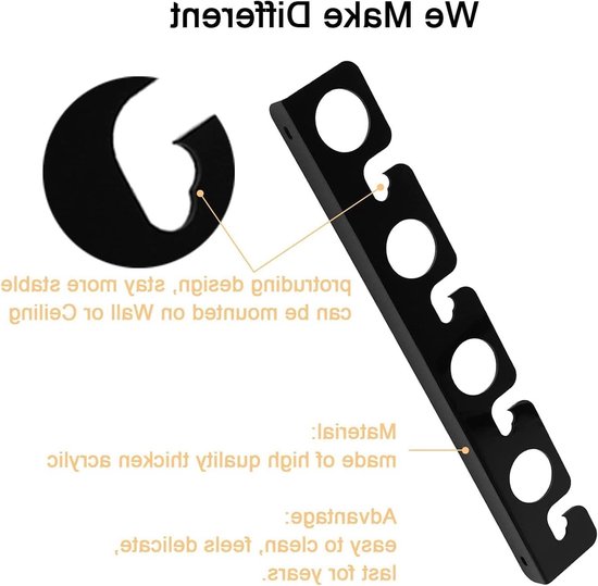 Set van 2 Acryl Steunen voor Wandmontage, Horizontale/Verticale Plafondbevestiging voor Garage, Boot, Kelder en Werkplaats, Geschikt voor 8 Hengels — afbeelding 2