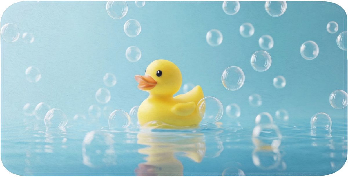 Badmat 120x60 cm - Antislip - Bubbels - Badeend - Geel - Badmatten voor badkamer - Badkamermat - Douchemat - Badkamer mat