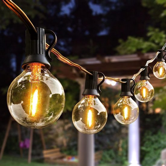 Led Slingerverlichting - G40 Buiten Slinger Lampen - Dimbaar En Onbreekbaar - Waterdicht Voor Alle Weer - 15 Meter Met 27 Bulbs - Warm Wit 2700K - Voor Tuin Terras Feest Bruiloft