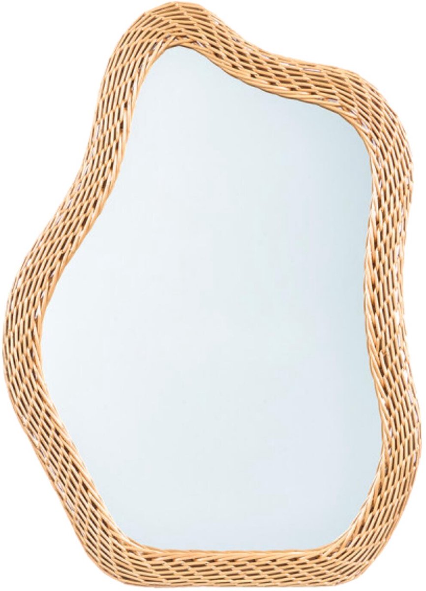 Giftdecor Spiegel Bali - rotan - organische vorm - 51 x 70 cm - wandspiegel