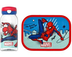 Mepal Lunchset (drinkfles met flipdop & lunchbox) Campus - 600 + 750 ml - Broodtrommel en Drinkbeker voor kinderen - Bento box - Drinkfles met flipdop - Spiderman